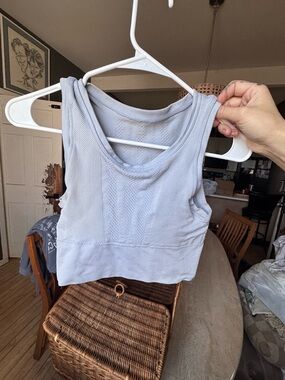 Source Unknown Light Blue Ribbed Cropped Tank Top